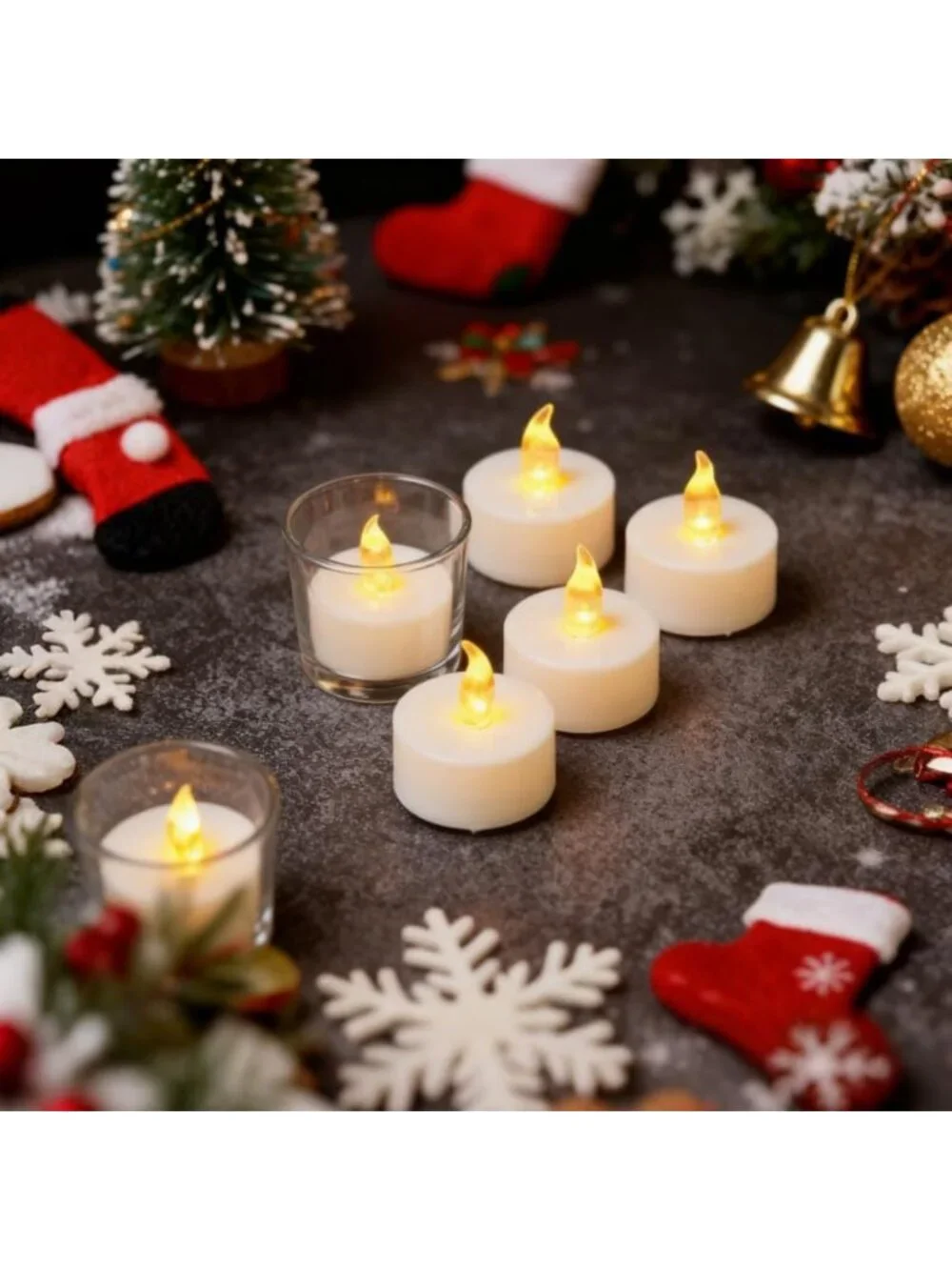 400 LED Tea Light Candles - Realistic Flickering, Battery Operated, 200 Hours